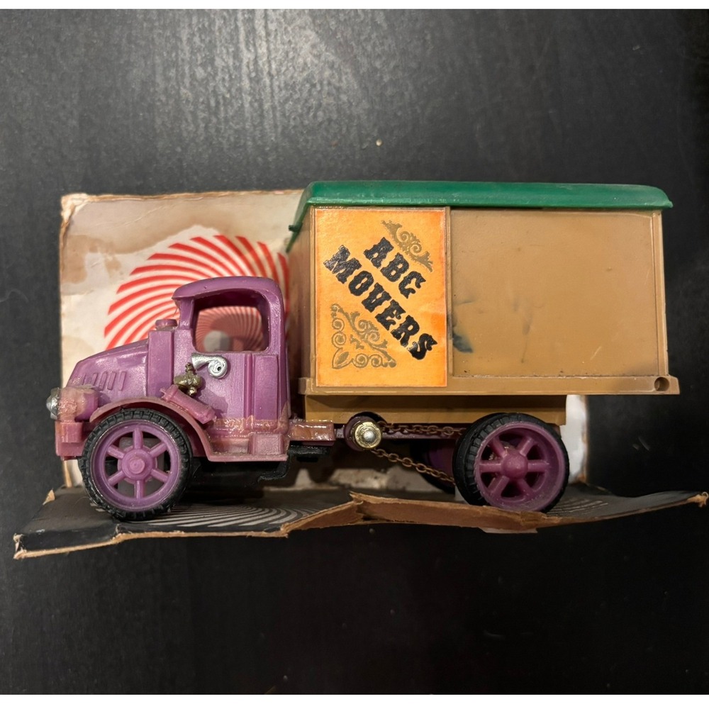 Vintage 1969 Cragstan Old Macks ABC Movers Moving Van Toy Truck 1152 Purple Tan